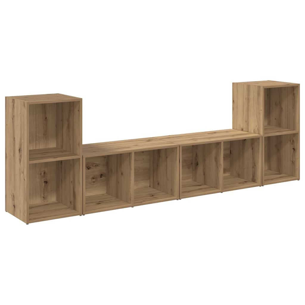 Tv-meubelset 4 pcs Artisan Eiken 37 x 37 x 72 cm Bewerkt hout is nu te koop bij PeponiXL, paradijselijk wonen!