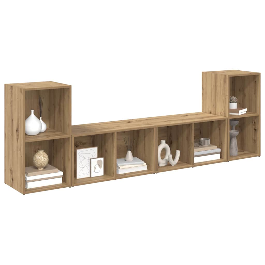 Tv-meubelset 4 pcs Artisan Eiken 37 x 37 x 72 cm Bewerkt hout is nu te koop bij PeponiXL, paradijselijk wonen!