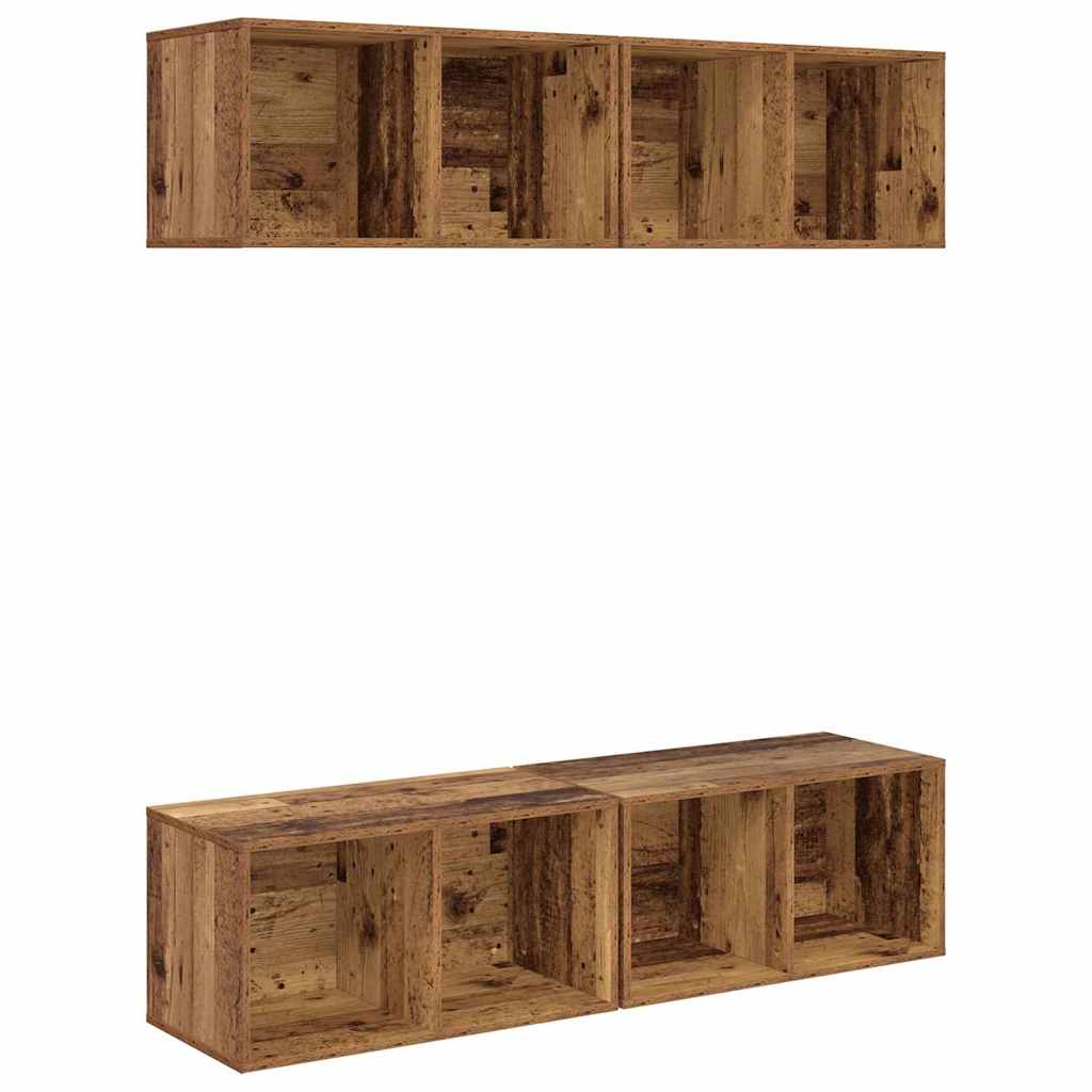 Tv-meubelset 4 pcs Oud Hout 37 x 37 x 72 cm Bewerkt hout is nu te koop bij PeponiXL, paradijselijk wonen!
