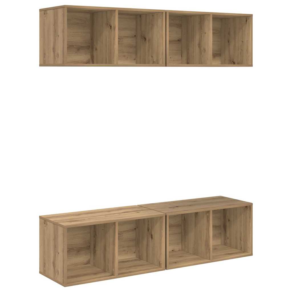 Tv-meubelset 4 pcs Artisan Eiken 37 x 37 x 72 cm Bewerkt hout is nu te koop bij PeponiXL, paradijselijk wonen!