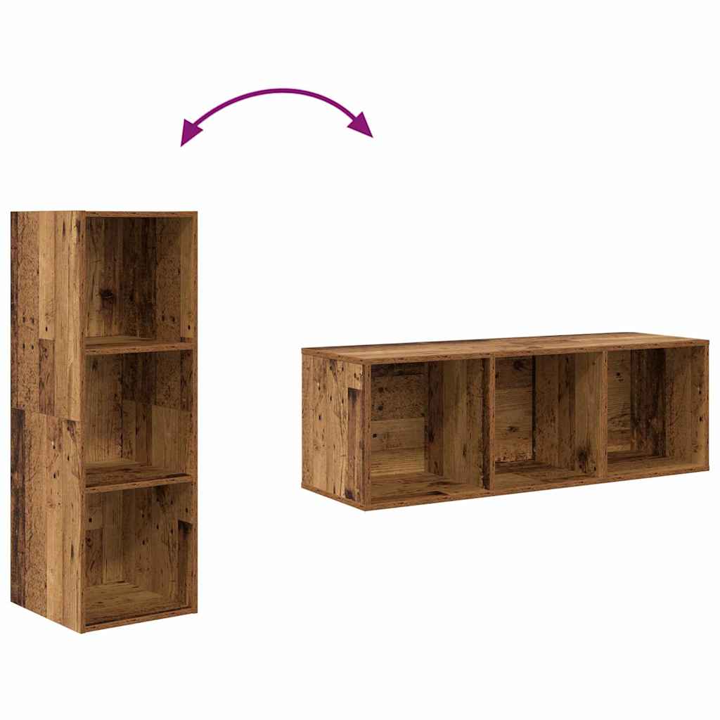 Tv-meubelset 4 pcs Oud Hout 37 x 37 x 107,5 cm Bewerkt hout is nu te koop bij PeponiXL, paradijselijk wonen!