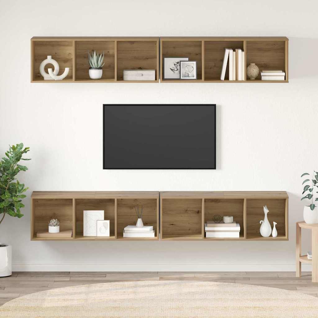 Tv-meubelset 4 pcs Artisan Eiken 37 x 37 x 107,5 cm is nu te koop bij PeponiXL, paradijselijk wonen!