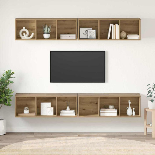 Tv-meubelset 4 pcs Artisan Eiken 37 x 37 x 107,5 cm is nu te koop bij PeponiXL, paradijselijk wonen!