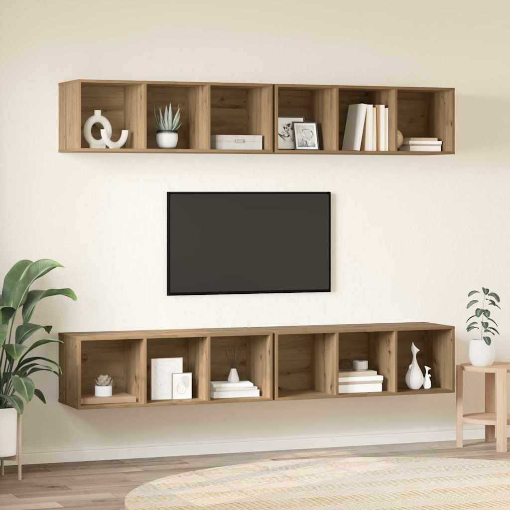 Tv-meubelset 4 pcs Artisan Eiken 37 x 37 x 107,5 cm is nu te koop bij PeponiXL, paradijselijk wonen!