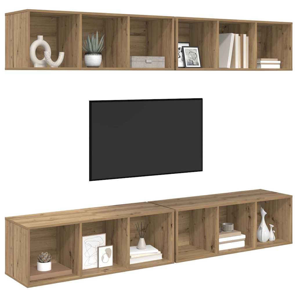 Tv-meubelset 4 pcs Artisan Eiken 37 x 37 x 107,5 cm is nu te koop bij PeponiXL, paradijselijk wonen!