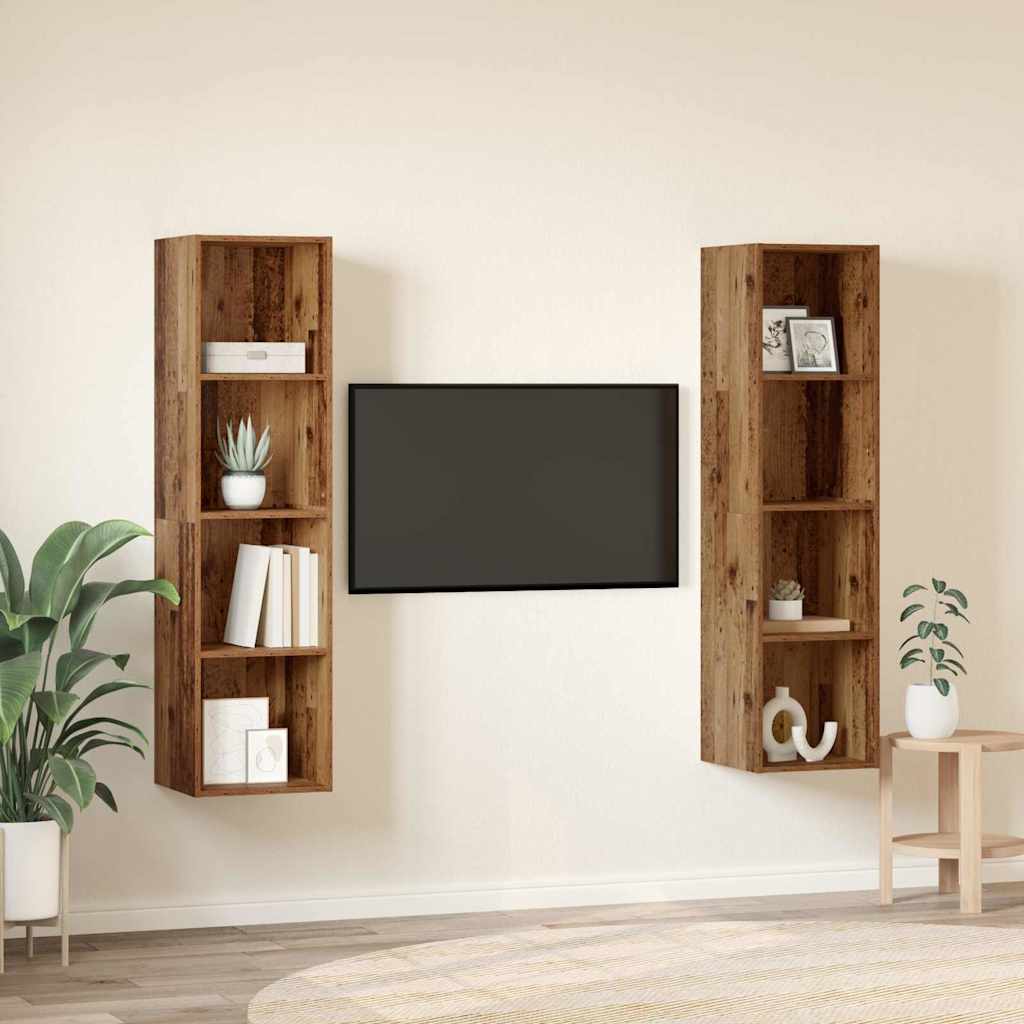 Tv-meubelset 2 pcs Bruin 37 x 37 x 142,5 cm Bewerkt hout is nu te koop bij PeponiXL, paradijselijk wonen!