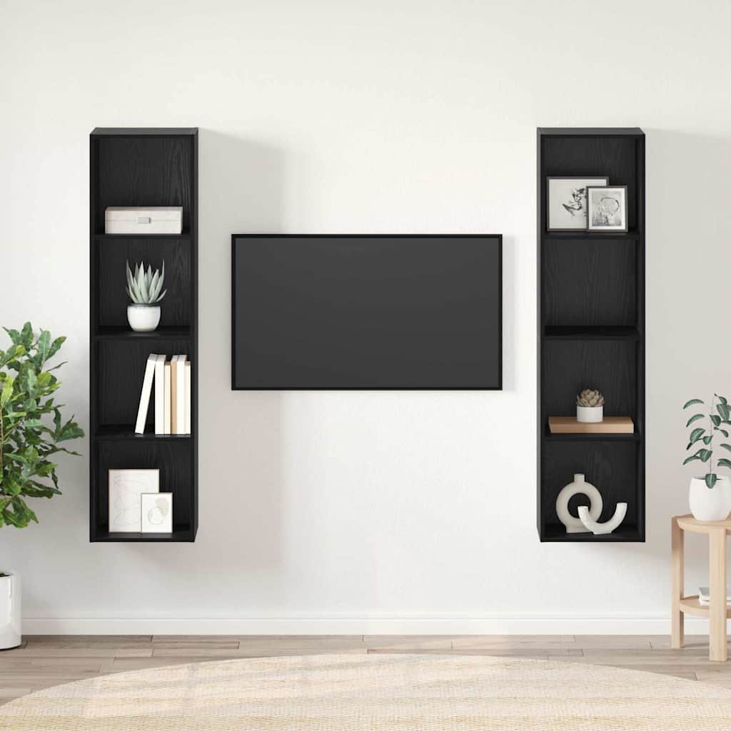 Tv-meubelset 2 pcs Zwart 37 x 37 x 142,5 cm Bewerkt hout is nu te koop bij PeponiXL, paradijselijk wonen!