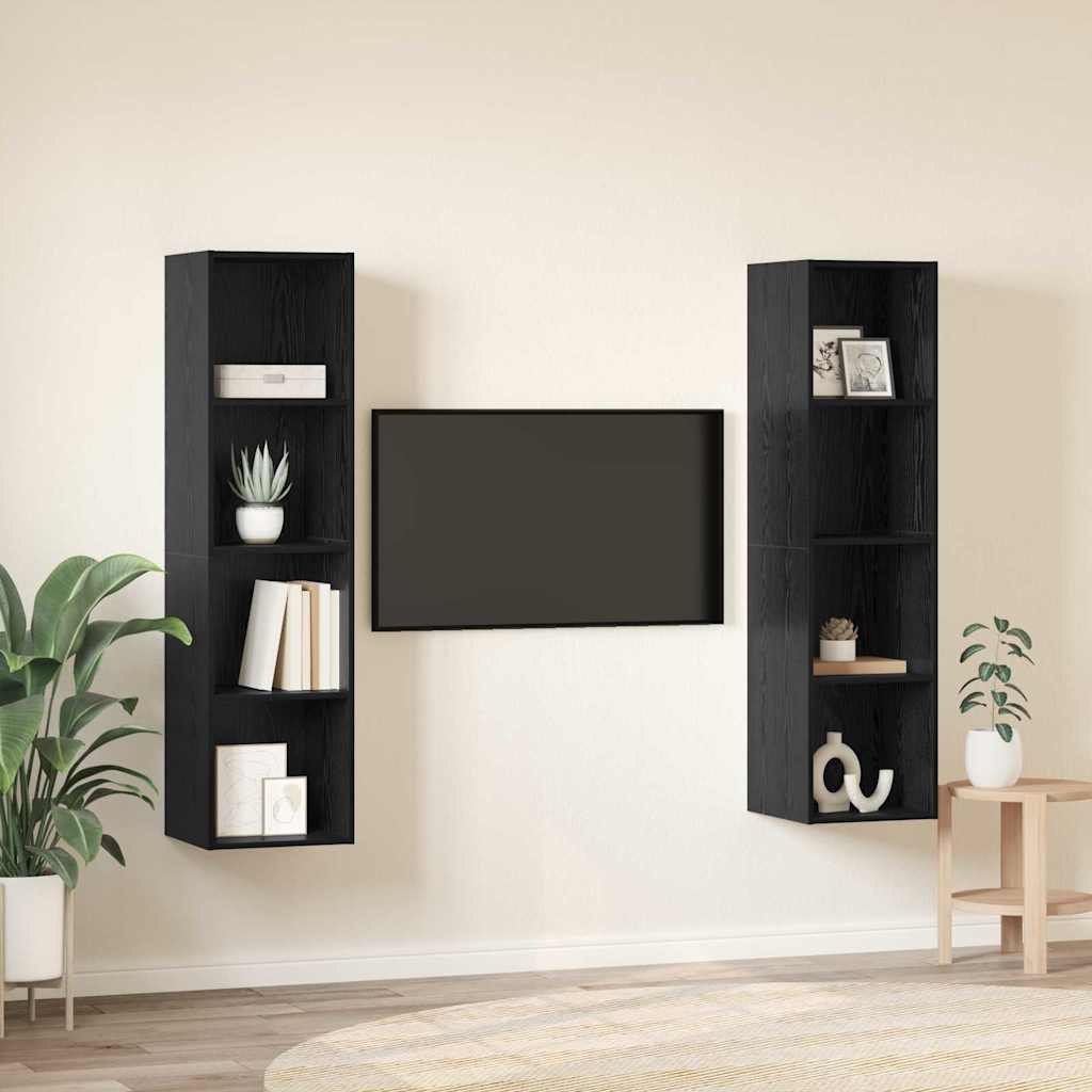 Tv-meubelset 2 pcs Zwart 37 x 37 x 142,5 cm Bewerkt hout is nu te koop bij PeponiXL, paradijselijk wonen!