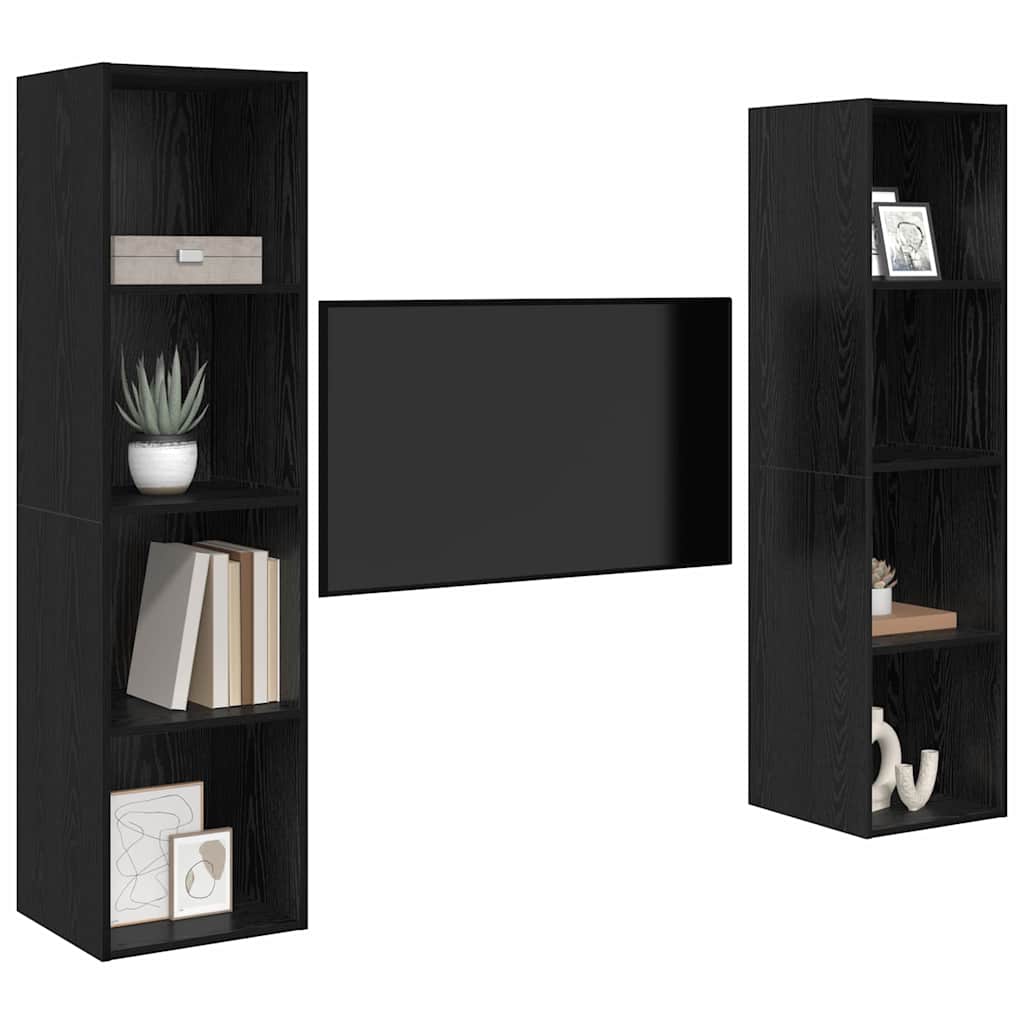 Tv-meubelset 2 pcs Zwart 37 x 37 x 142,5 cm Bewerkt hout is nu te koop bij PeponiXL, paradijselijk wonen!