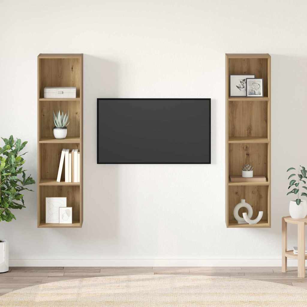 Tv-meubelset 2 pcs Bruin 37 x 37 x 142,5 cm Bewerkt hout is nu te koop bij PeponiXL, paradijselijk wonen!