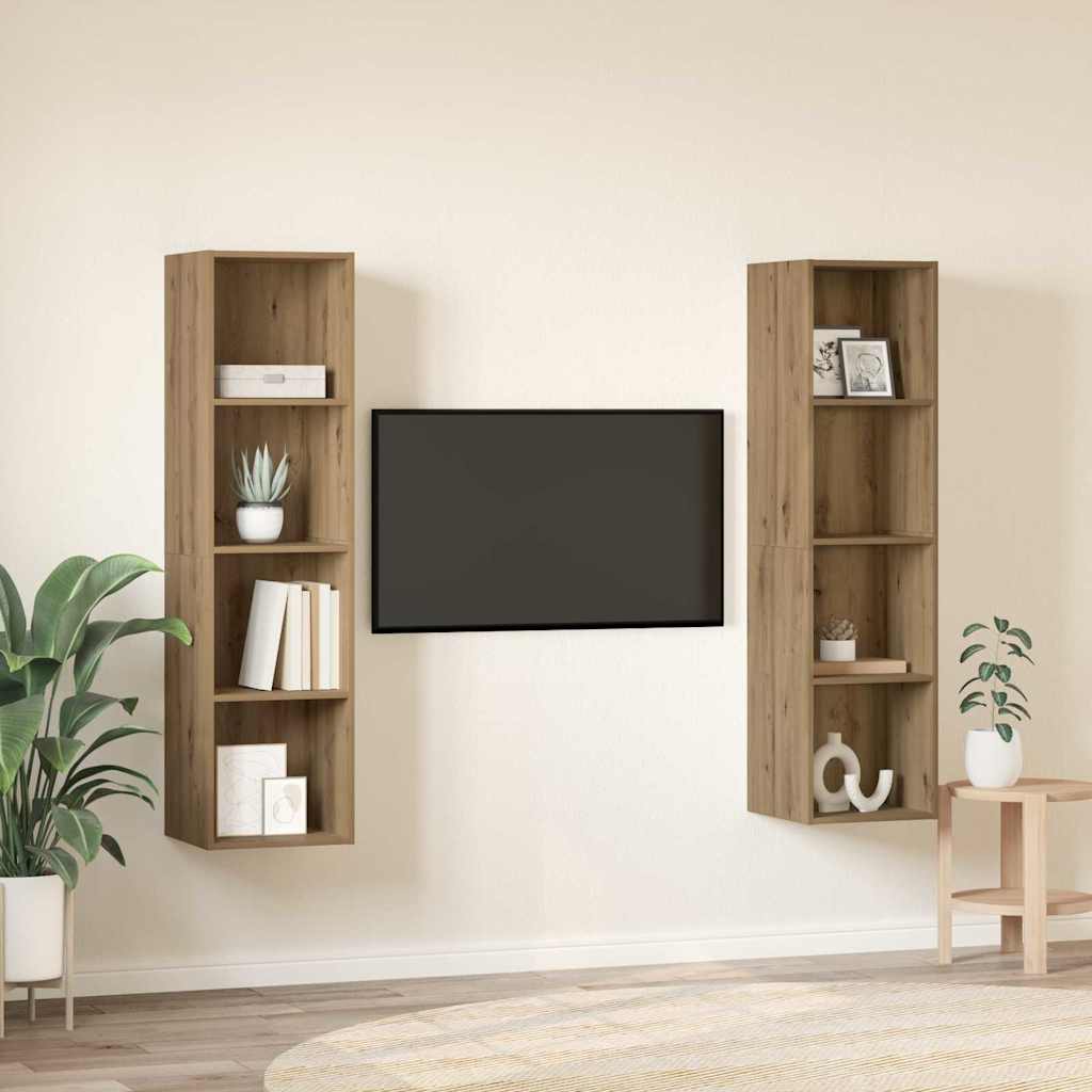 Tv-meubelset 2 pcs Bruin 37 x 37 x 142,5 cm Bewerkt hout is nu te koop bij PeponiXL, paradijselijk wonen!