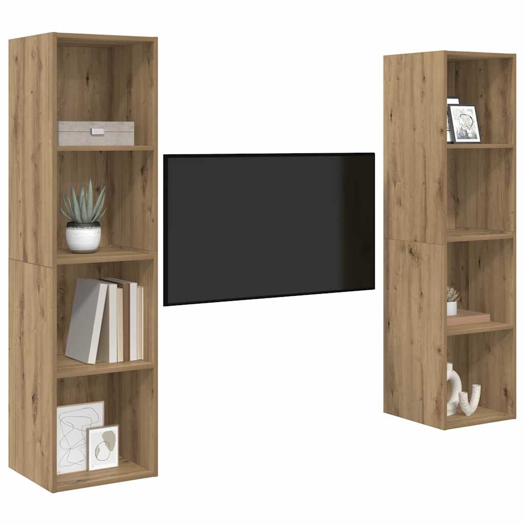 Tv-meubelset 2 pcs Bruin 37 x 37 x 142,5 cm Bewerkt hout is nu te koop bij PeponiXL, paradijselijk wonen!
