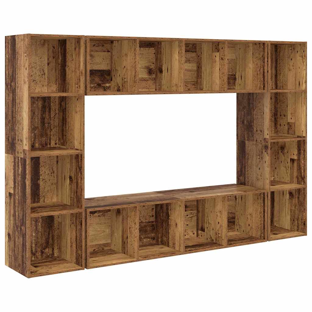 Tv-meubelset 4 pcs Bruin 37 x 37 x 142,5 cm Bewerkt hout is nu te koop bij PeponiXL, paradijselijk wonen!