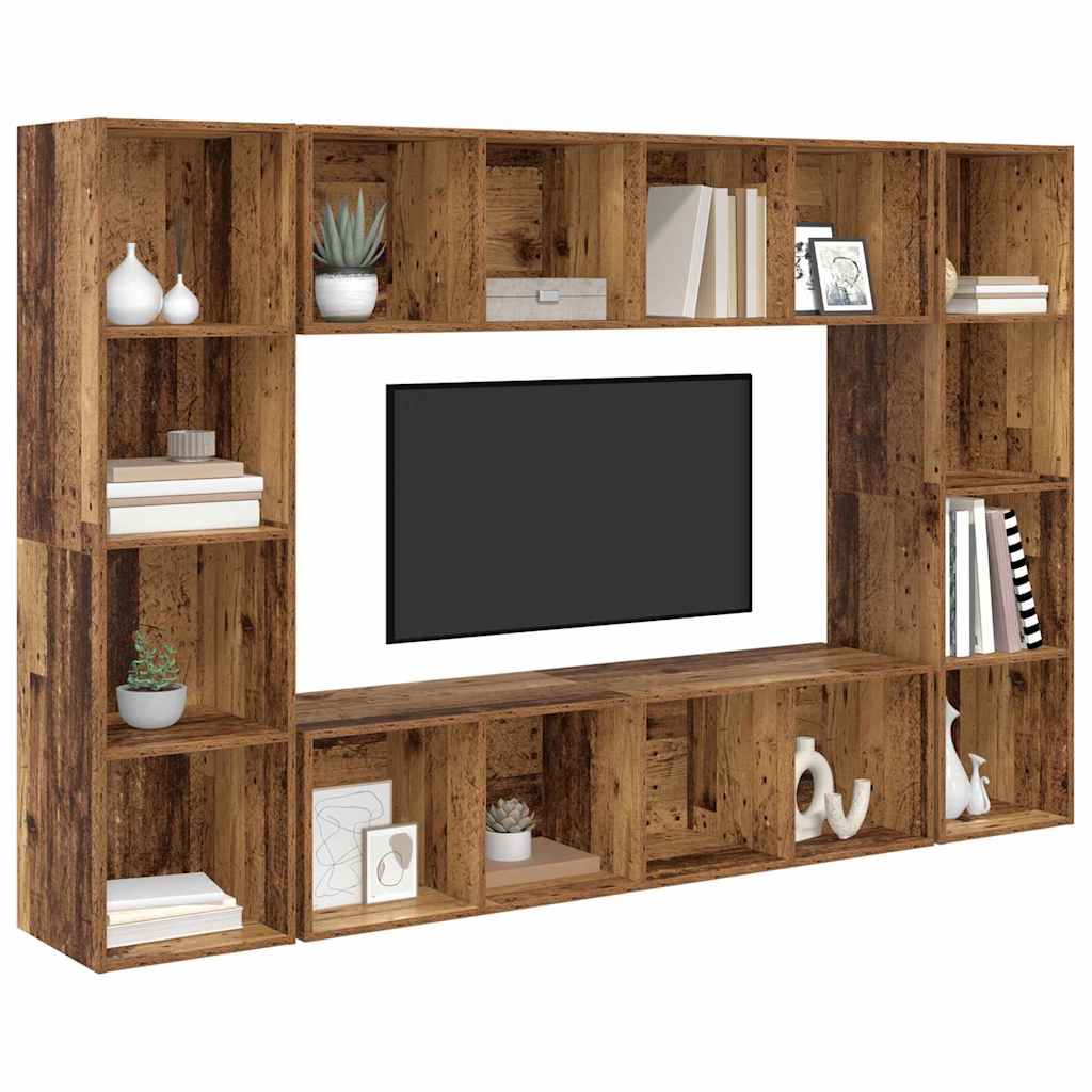 Tv-meubelset 4 pcs Bruin 37 x 37 x 142,5 cm Bewerkt hout is nu te koop bij PeponiXL, paradijselijk wonen!