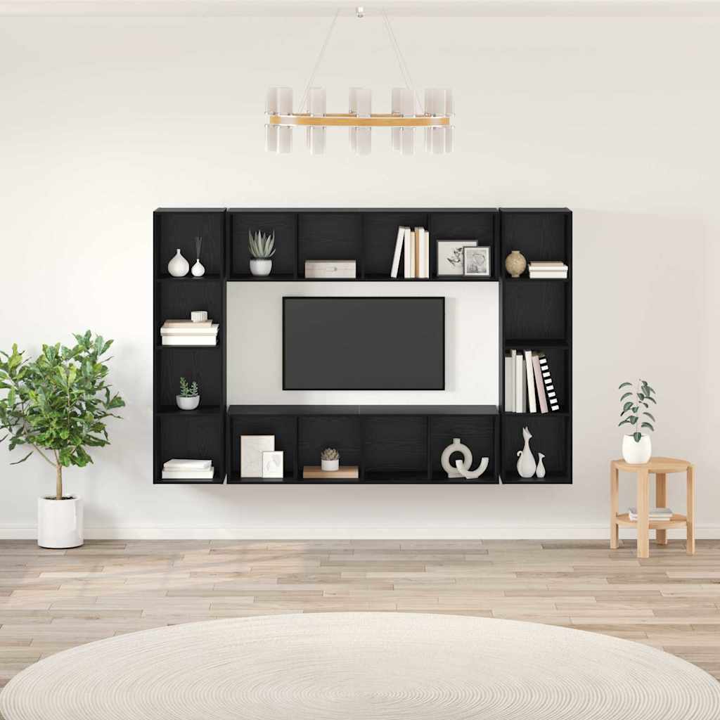 Tv-meubelset 4 pcs Zwart 37 x 37 x 142,5 cm Bewerkt hout is nu te koop bij PeponiXL, paradijselijk wonen!