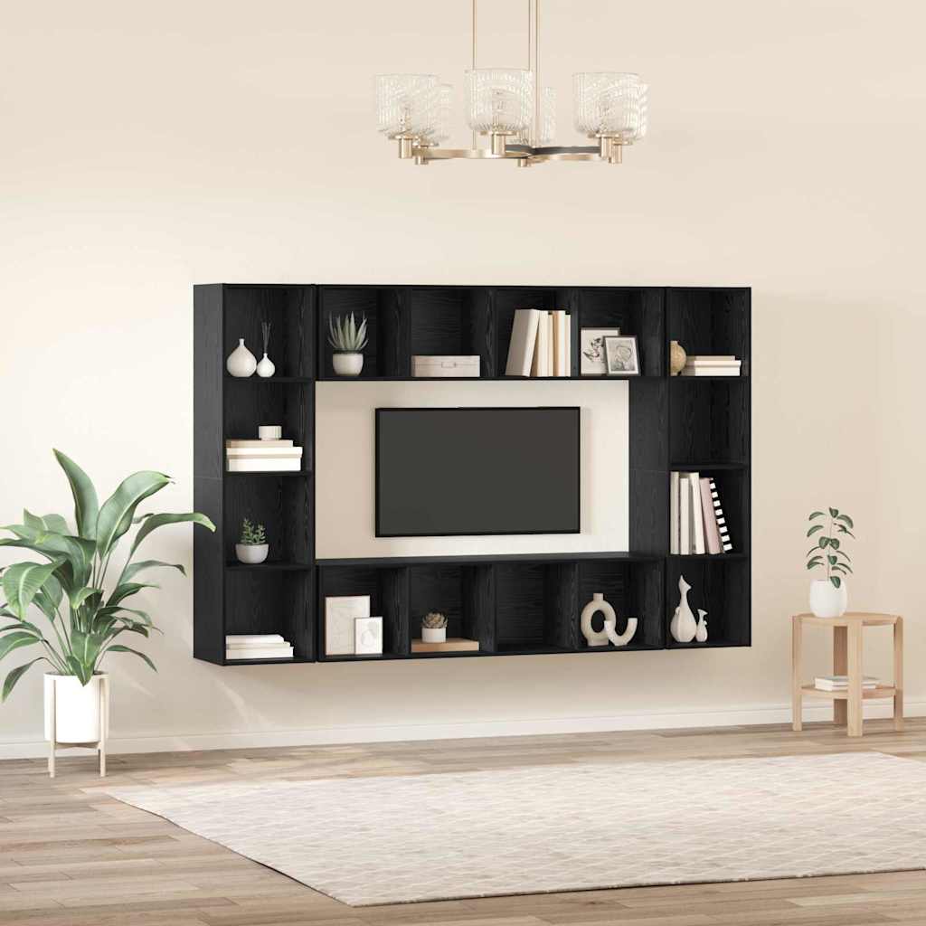 Tv-meubelset 4 pcs Zwart 37 x 37 x 142,5 cm Bewerkt hout is nu te koop bij PeponiXL, paradijselijk wonen!