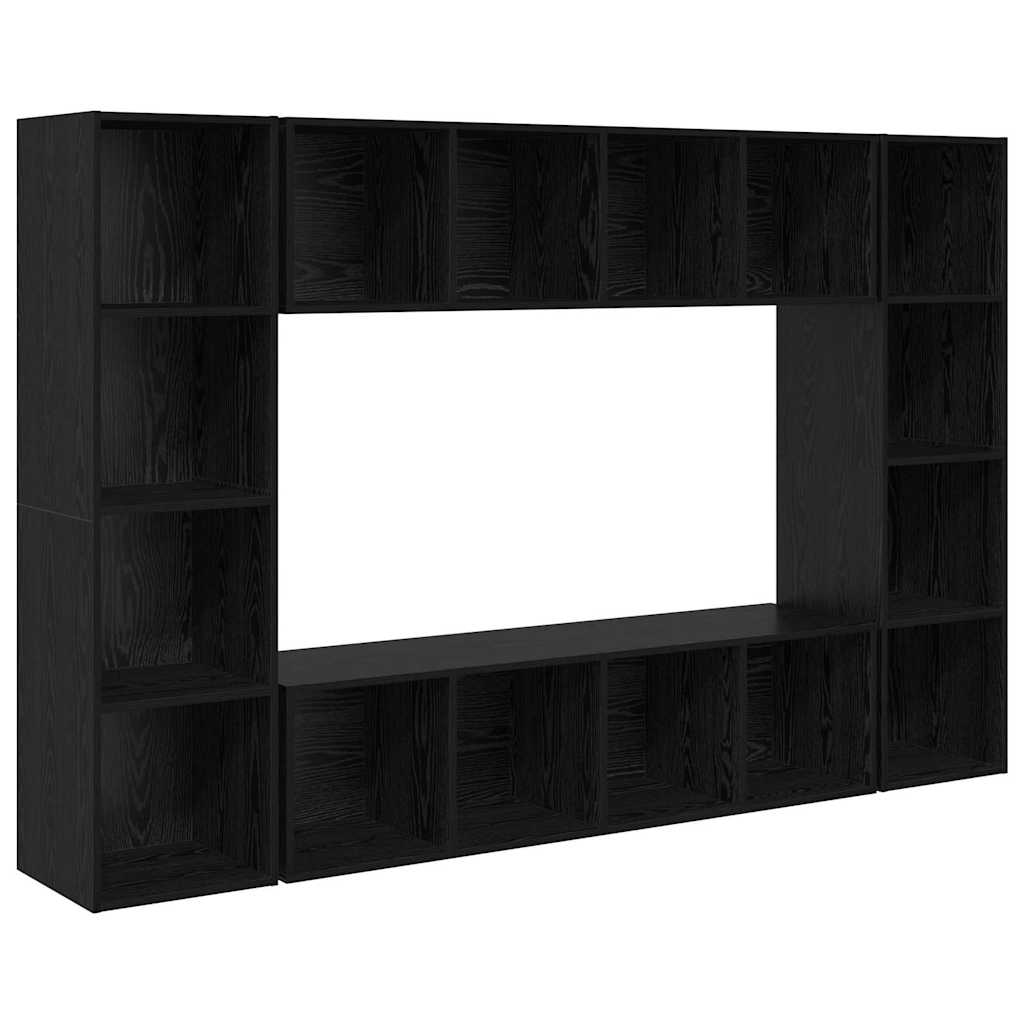 Tv-meubelset 4 pcs Zwart 37 x 37 x 142,5 cm Bewerkt hout is nu te koop bij PeponiXL, paradijselijk wonen!