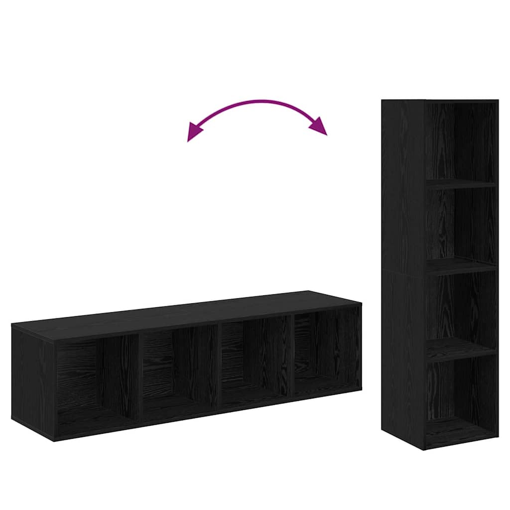 Tv-meubelset 4 pcs Zwart 37 x 37 x 142,5 cm Bewerkt hout is nu te koop bij PeponiXL, paradijselijk wonen!