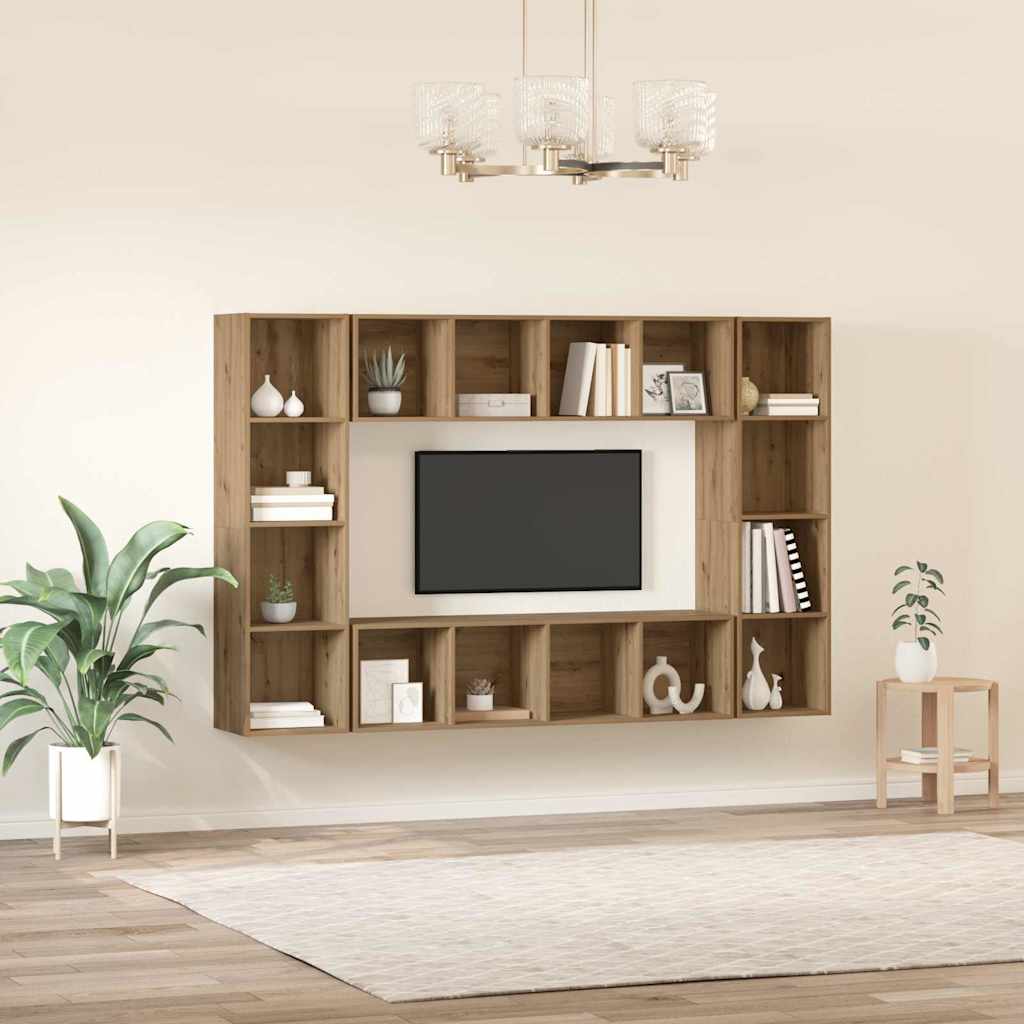 Tv-meubelset 4 pcs Bruin 37 x 37 x 142,5 cm Bewerkt hout is nu te koop bij PeponiXL, paradijselijk wonen!
