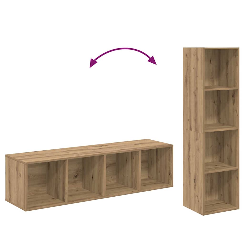 Tv-meubelset 4 pcs Bruin 37 x 37 x 142,5 cm Bewerkt hout is nu te koop bij PeponiXL, paradijselijk wonen!