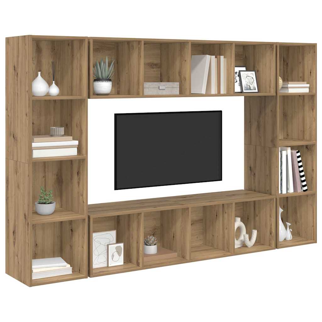 Tv-meubelset 4 pcs Bruin 37 x 37 x 142,5 cm Bewerkt hout is nu te koop bij PeponiXL, paradijselijk wonen!