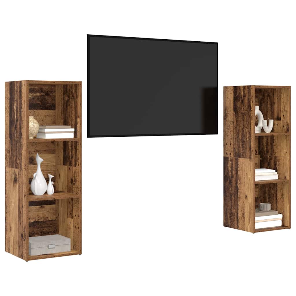 Tv-meubelset 2 pcs Oud Hout 107 x 35 x 37 cm Bewerkt hout is nu te koop bij PeponiXL, paradijselijk wonen!