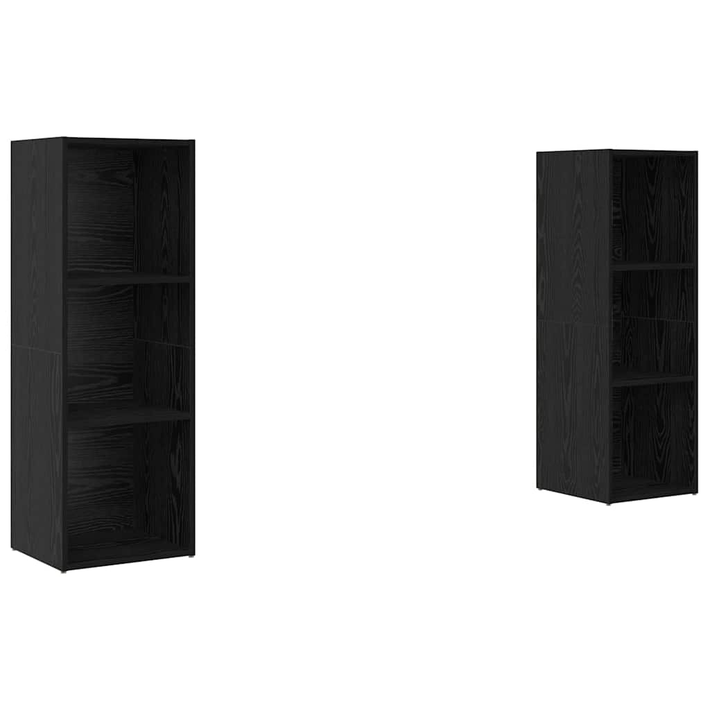 Tv-meubelset 2 pcs Zwart Eiken 107 x 35 x 37 cm Bewerkt hout is nu te koop bij PeponiXL, paradijselijk wonen!