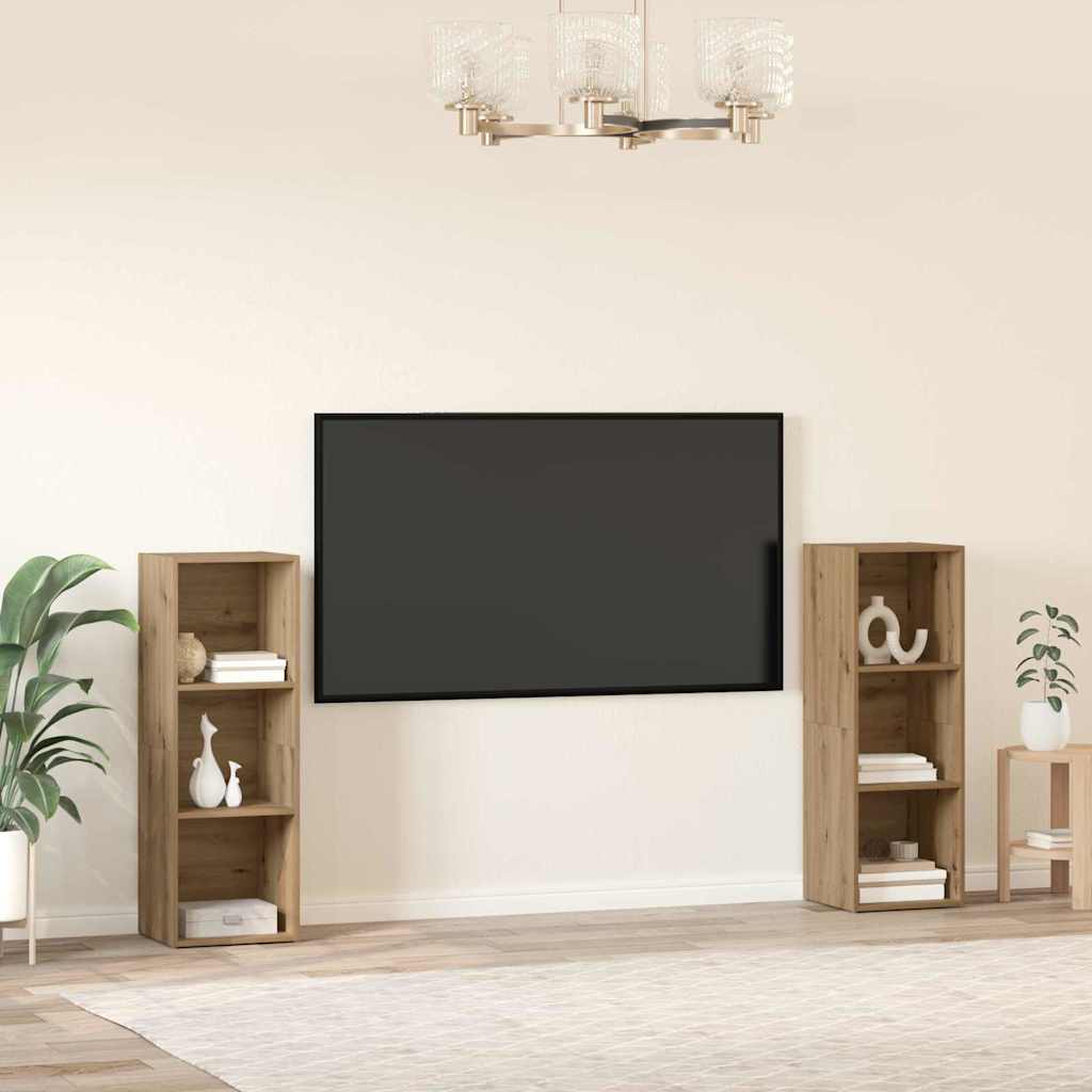 Tv-meubelset 2 pcs Artisan Eiken 107 x 35 x 37 cm Bewerkt hout is nu te koop bij PeponiXL, paradijselijk wonen!