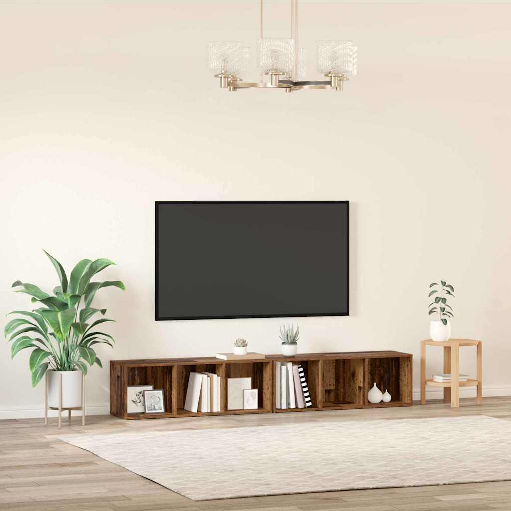 Tv-meubelset 2 pcs Oud Hout 37 x 35 x 107cm Bewerkt hout is nu te koop bij PeponiXL, paradijselijk wonen!