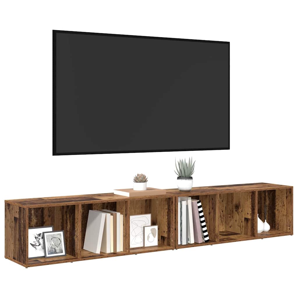Tv-meubelset 2 pcs Oud Hout 37 x 35 x 107cm Bewerkt hout is nu te koop bij PeponiXL, paradijselijk wonen!