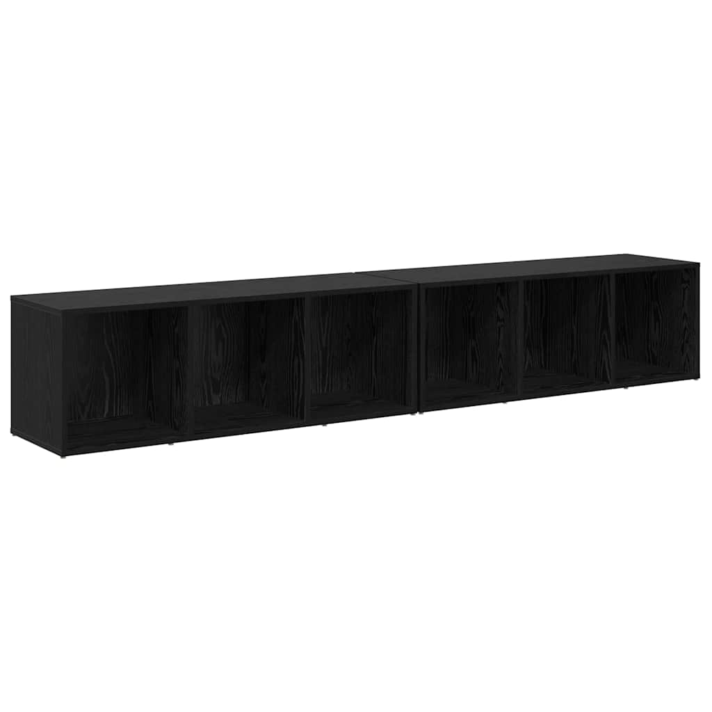 Tv-meubelset 2 pcs Zwart Eiken 37 x 35 x 107cm Bewerkt hout is nu te koop bij PeponiXL, paradijselijk wonen!