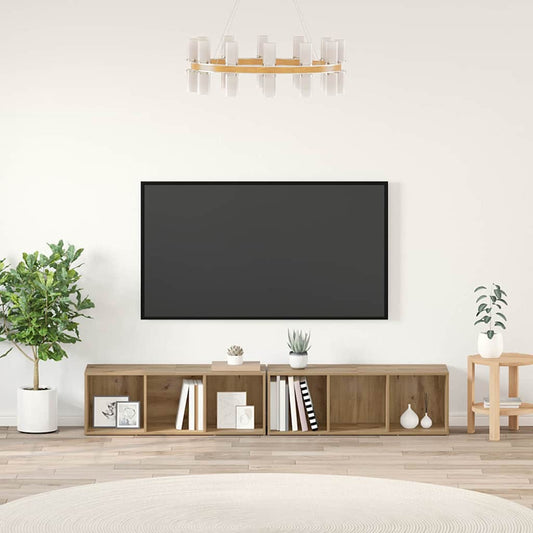 Tv-meubelset 2 pcs Artisan Eiken 37 x 35 x 107cm Bewerkt hout is nu te koop bij PeponiXL, paradijselijk wonen!