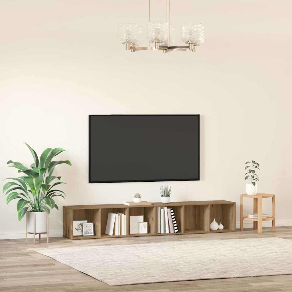 Tv-meubelset 2 pcs Artisan Eiken 37 x 35 x 107cm Bewerkt hout is nu te koop bij PeponiXL, paradijselijk wonen!