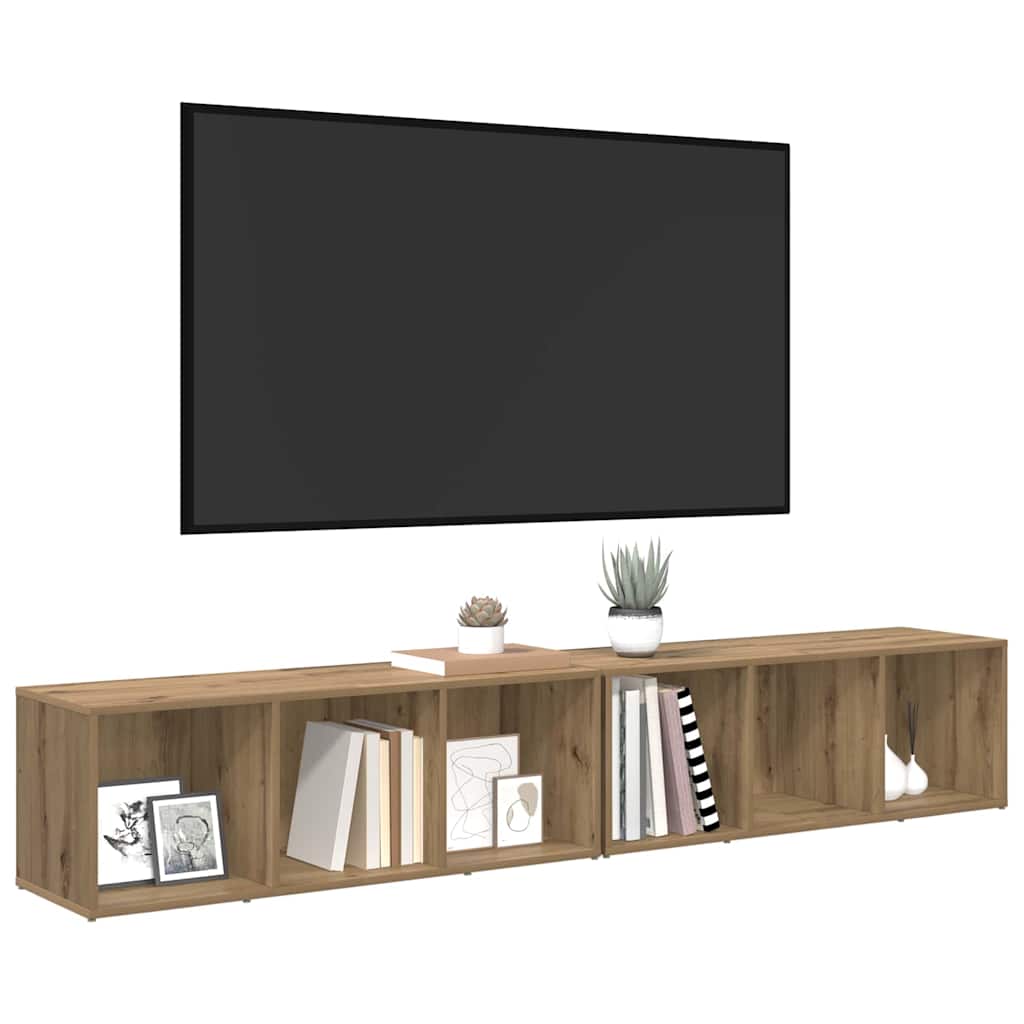 Tv-meubelset 2 pcs Artisan Eiken 37 x 35 x 107cm Bewerkt hout is nu te koop bij PeponiXL, paradijselijk wonen!