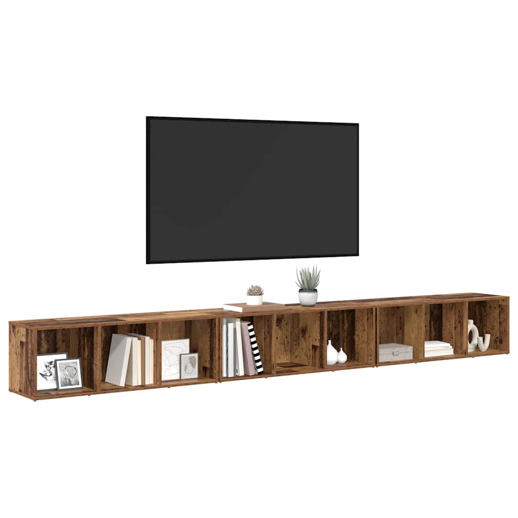 Tv-meubelset 3 pcs Oud Hout 37 x 35 x 107,5 cm Bewerkt hout is nu te koop bij PeponiXL, paradijselijk wonen!