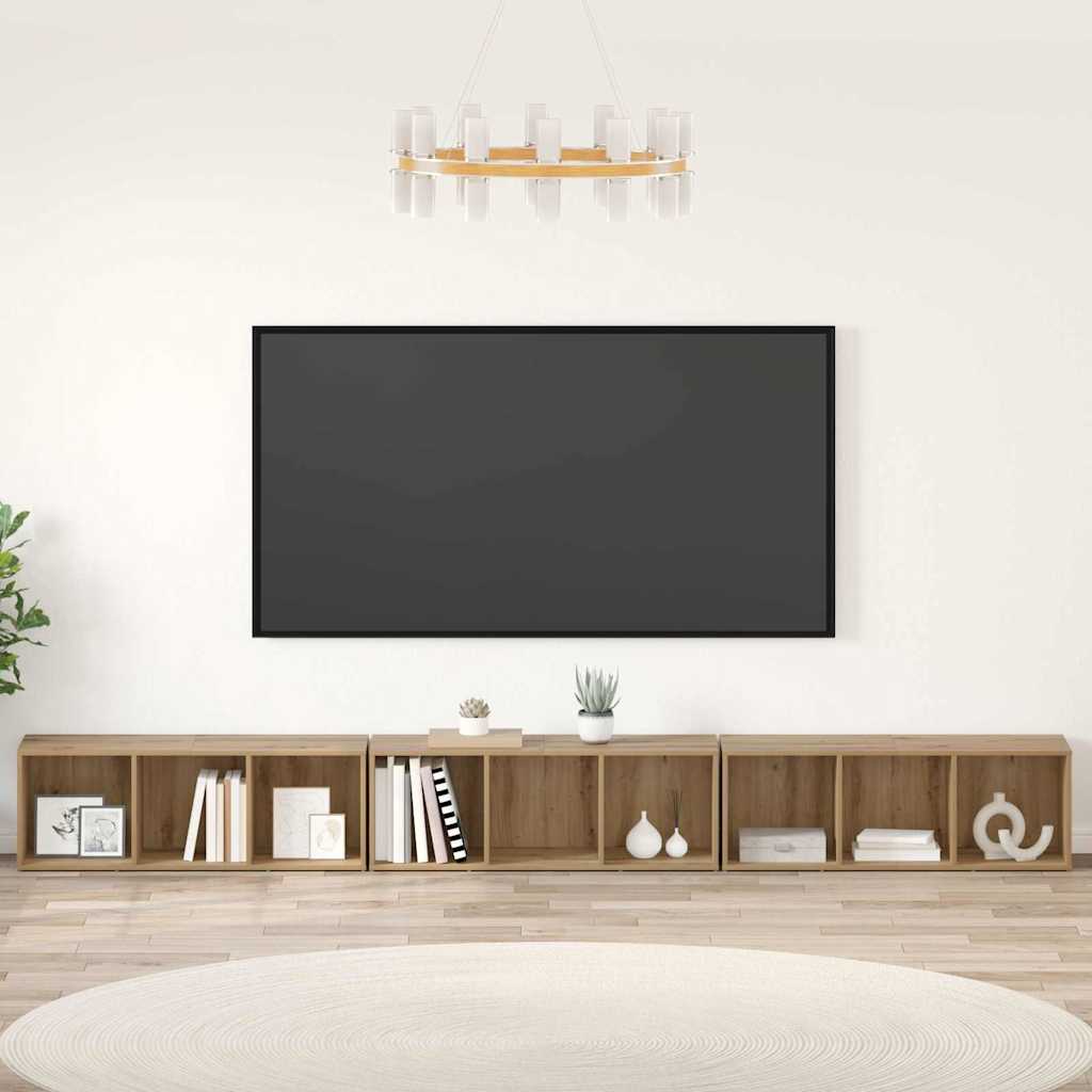 Tv-meubelset 3 pcs Artisan Eiken 37 x 35 x 107,5 cm is nu te koop bij PeponiXL, paradijselijk wonen!