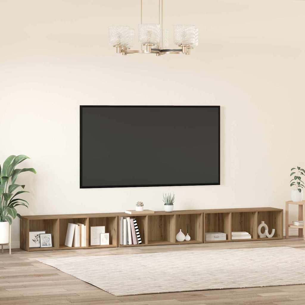 Tv-meubelset 3 pcs Artisan Eiken 37 x 35 x 107,5 cm is nu te koop bij PeponiXL, paradijselijk wonen!