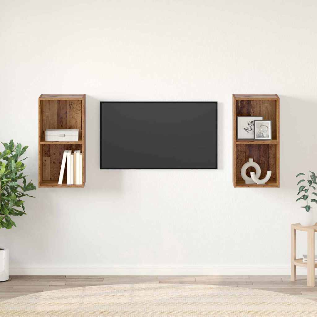 Tv-meubelset 2 pcs Oud Hout 37 x 37 x 72 cm Bewerkt hout is nu te koop bij PeponiXL, paradijselijk wonen!