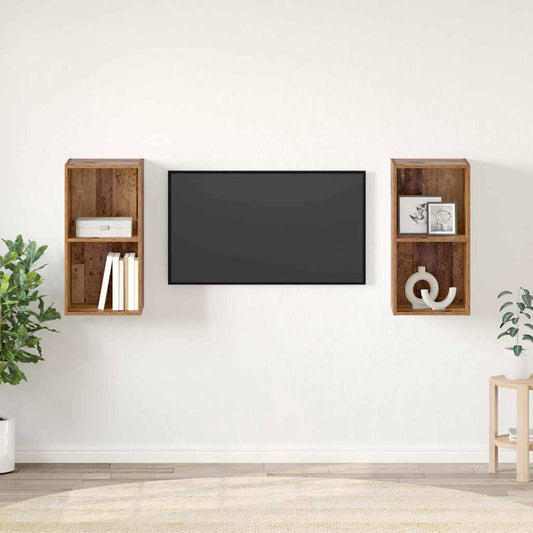 Tv-meubelset 2 pcs Oud Hout 37 x 37 x 72 cm Bewerkt hout is nu te koop bij PeponiXL, paradijselijk wonen!