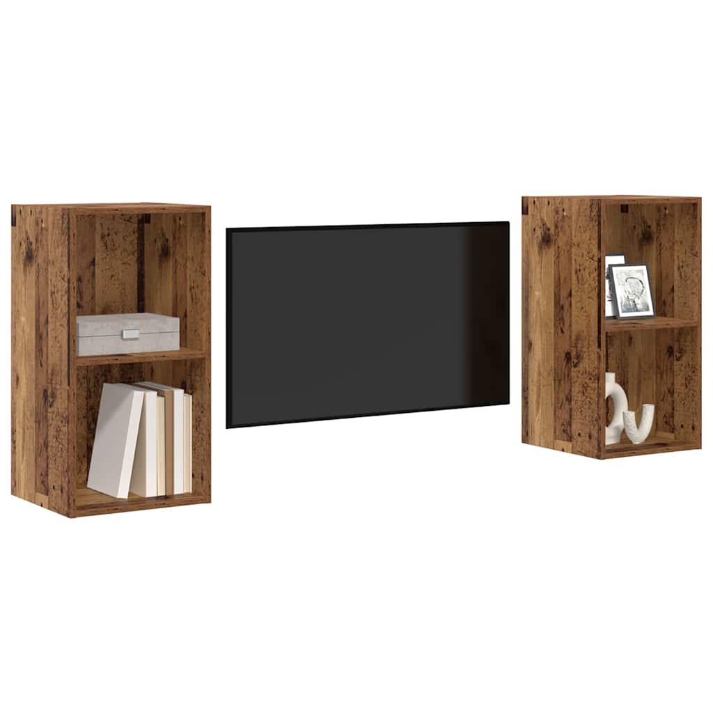 Tv-meubelset 2 pcs Oud Hout 37 x 37 x 72 cm Bewerkt hout is nu te koop bij PeponiXL, paradijselijk wonen!