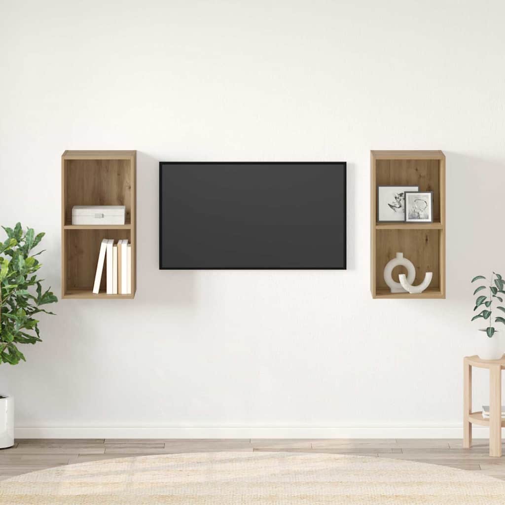 Tv-meubelset 2 pcs Artisan Eiken 37 x 37 x 72 cm Bewerkt hout is nu te koop bij PeponiXL, paradijselijk wonen!