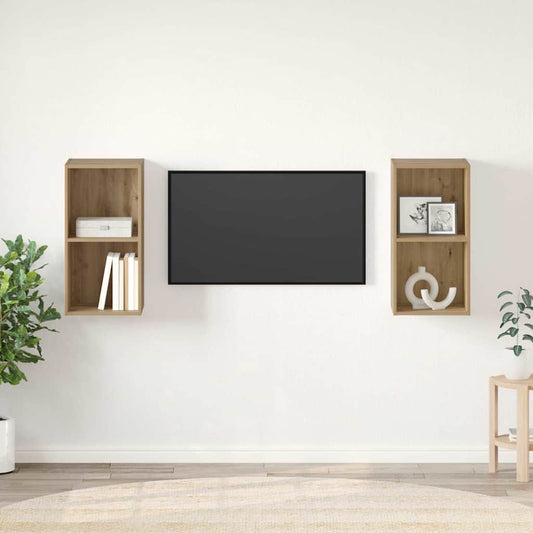 Tv-meubelset 2 pcs Artisan Eiken 37 x 37 x 72 cm Bewerkt hout is nu te koop bij PeponiXL, paradijselijk wonen!