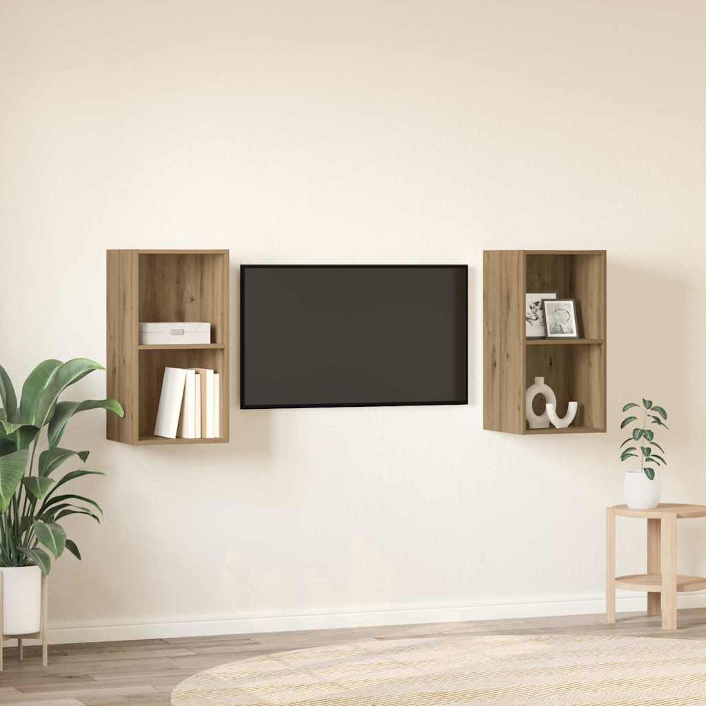 Tv-meubelset 2 pcs Artisan Eiken 37 x 37 x 72 cm Bewerkt hout is nu te koop bij PeponiXL, paradijselijk wonen!