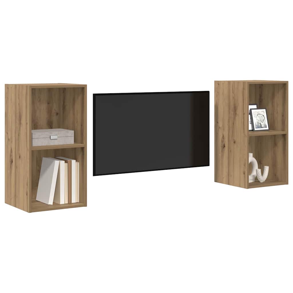 Tv-meubelset 2 pcs Artisan Eiken 37 x 37 x 72 cm Bewerkt hout is nu te koop bij PeponiXL, paradijselijk wonen!