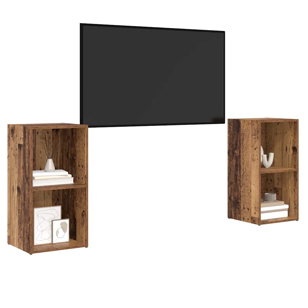 Tv-meubelset 2 pcs Oud Hout 72 x 35 x 36,5 cm Bewerkt hout is nu te koop bij PeponiXL, paradijselijk wonen!