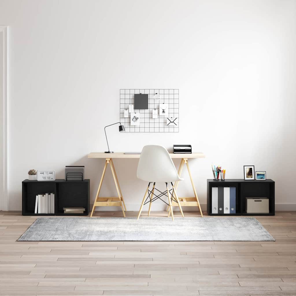 Tv-meubelset 2 pcs Zwart Eiken 72 x 35 x 36,5 cm Bewerkt hout is nu te koop bij PeponiXL, paradijselijk wonen!