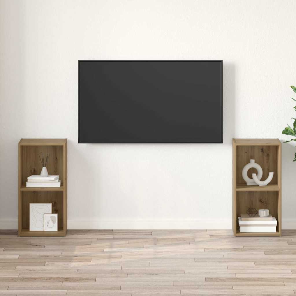 Tv-meubelset 2 pcs Artisan Eiken 37 x 35 x 72 cm Bewerkt hout is nu te koop bij PeponiXL, paradijselijk wonen!