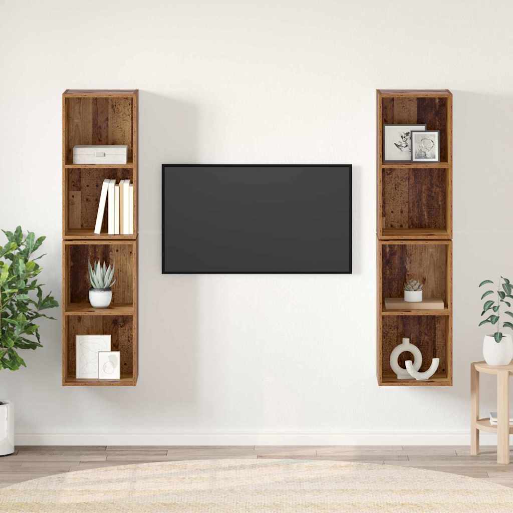 Tv-meubelset 4 pcs Oud Hout 37 x 37 x 72 cm Bewerkt hout is nu te koop bij PeponiXL, paradijselijk wonen!