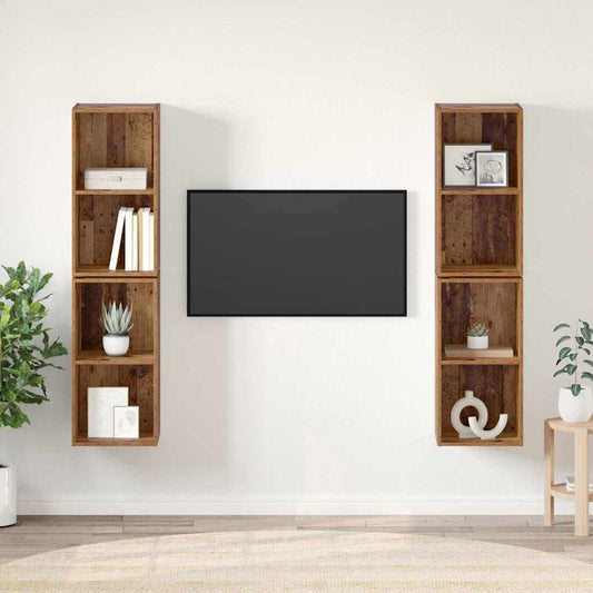Tv-meubelset 4 pcs Oud Hout 37 x 37 x 72 cm Bewerkt hout is nu te koop bij PeponiXL, paradijselijk wonen!