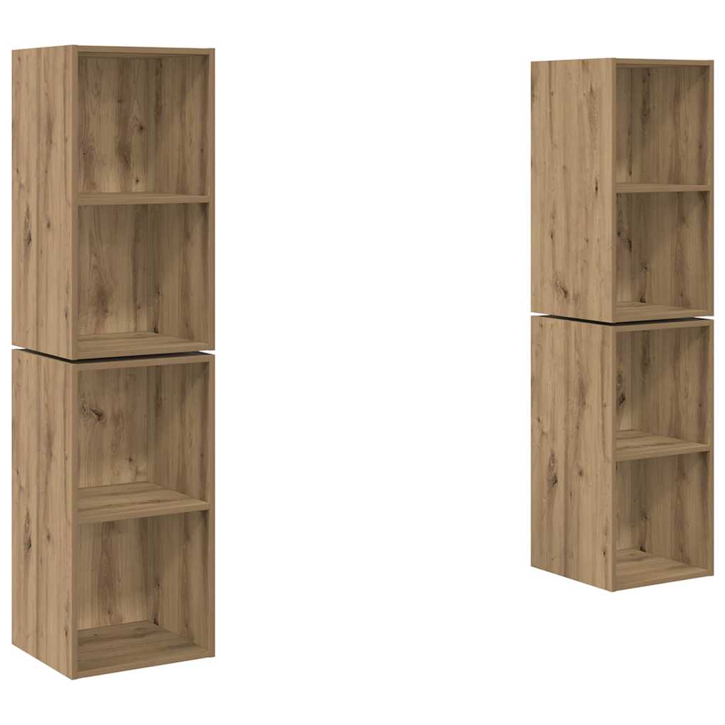 Tv-meubelset 4 pcs Artisan Eiken 37 x 37 x 72 cm Bewerkt hout is nu te koop bij PeponiXL, paradijselijk wonen!